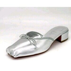 Christian Louboutin Miniflirt 30 Metallic Leather Low Heel Mule Sandal Size 37.5
